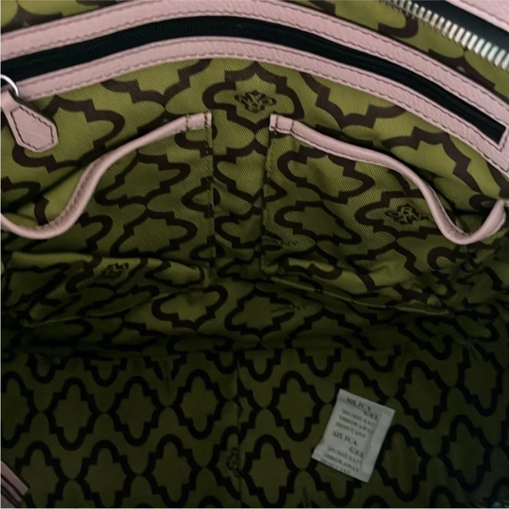 orYANY Pink Hobo Bag with Silver Handle and Decorative Stitching